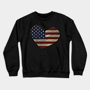 USA Heart Flag Patriotic 4th Of July American Pride Crewneck Sweatshirt